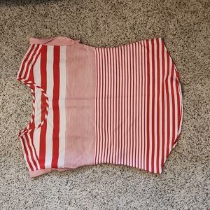 Antilia Femme Red white stripe blouse size Small
